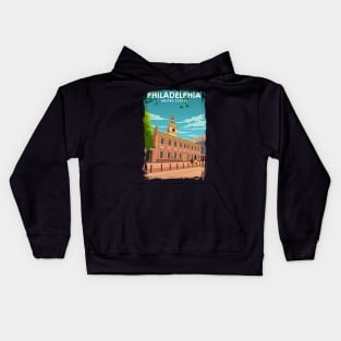 Philadelphia Vintage Minimal Retro Travel Poster Kids Hoodie